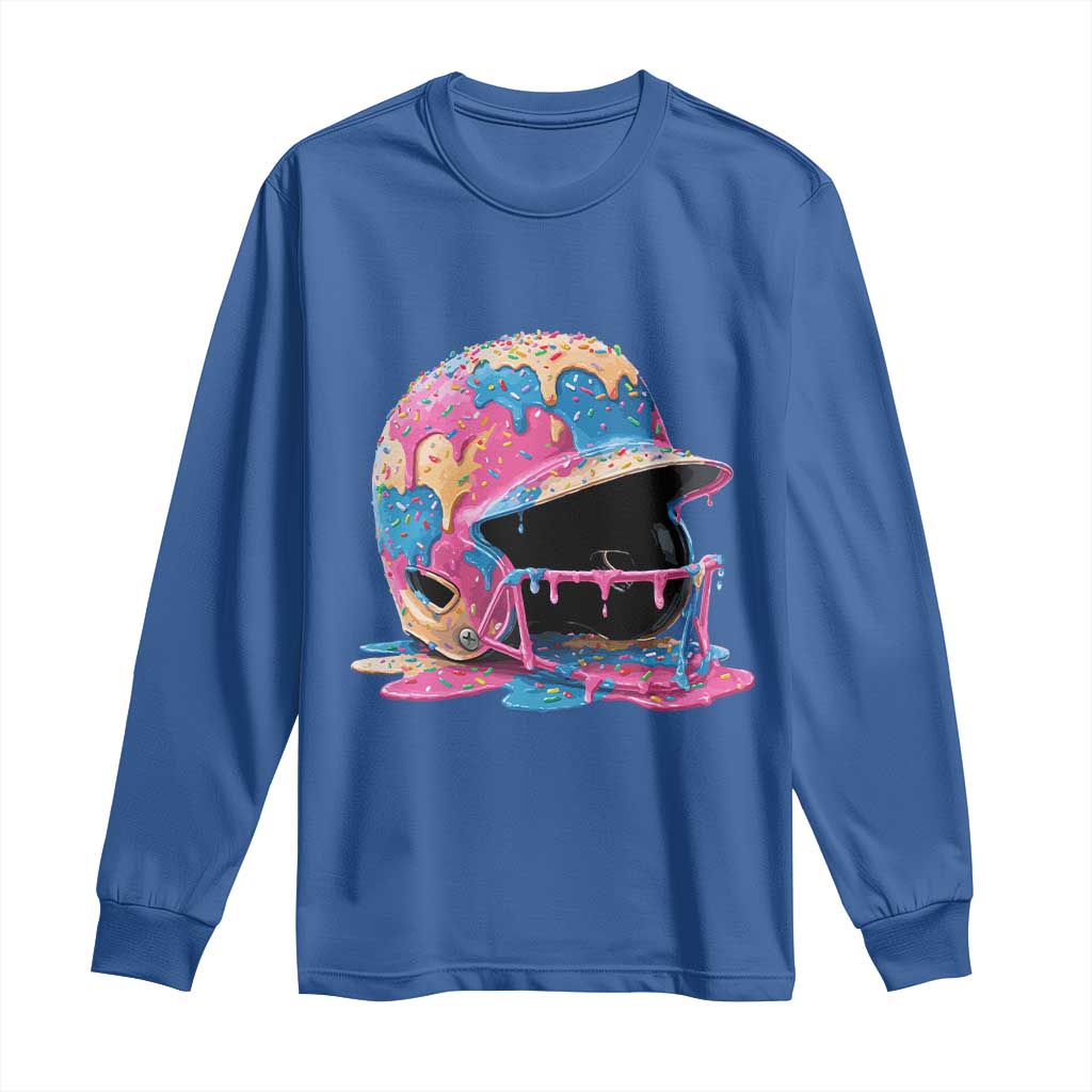 Funny Baseball Helmet Ice Cream Baseball Drip Long Sleeve Shirt TS11 Royal Blue Print Your Wear