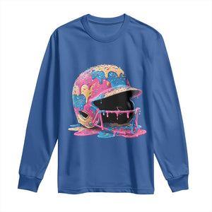 Funny Baseball Helmet Ice Cream Baseball Drip Long Sleeve Shirt TS11 Royal Blue Print Your Wear