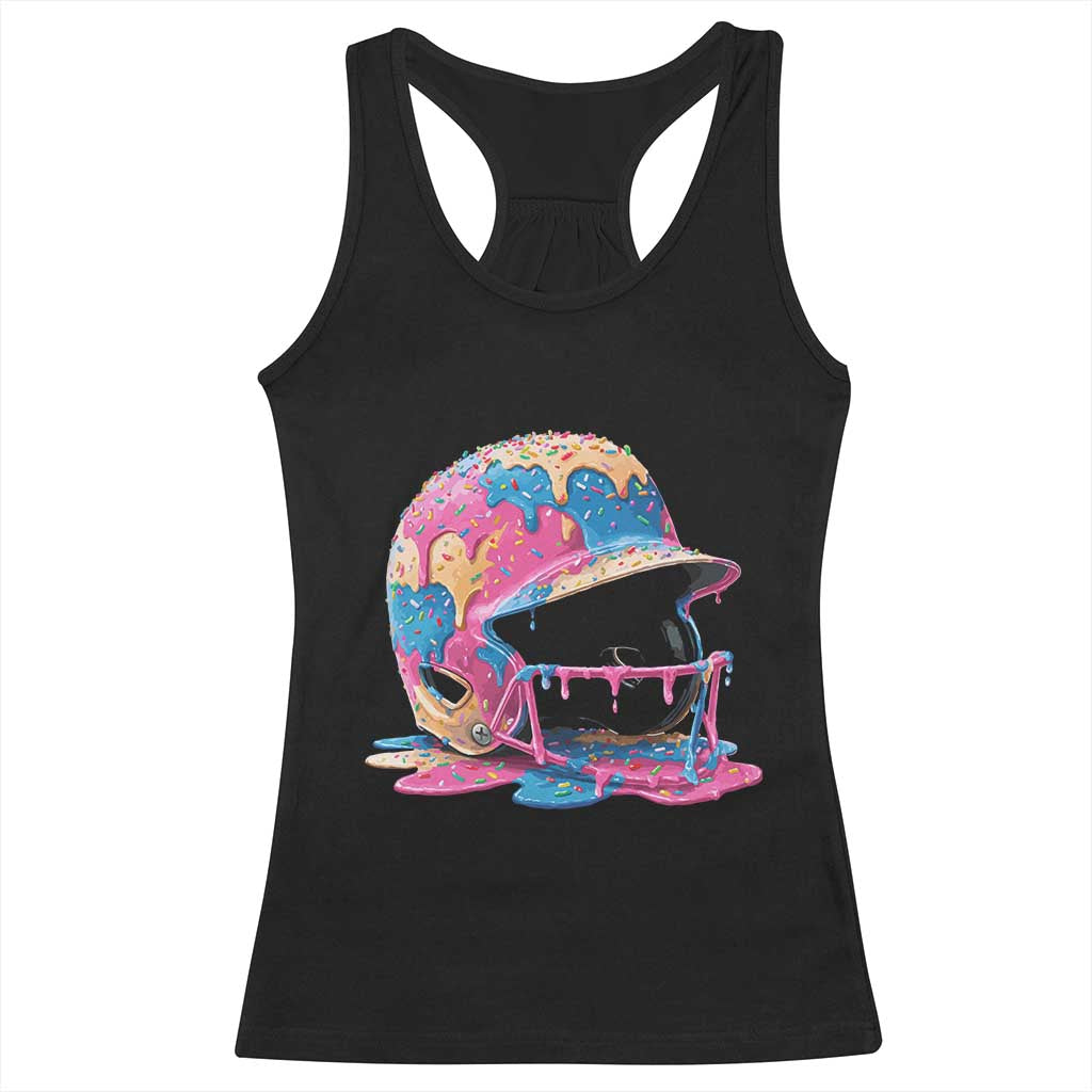 Funny Baseball Helmet Ice Cream Baseball Drip Racerback Tank Top TS11 Black Print Your Wear