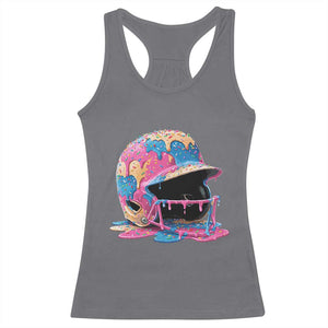 Funny Baseball Helmet Ice Cream Baseball Drip Racerback Tank Top TS11 Charcoal Print Your Wear