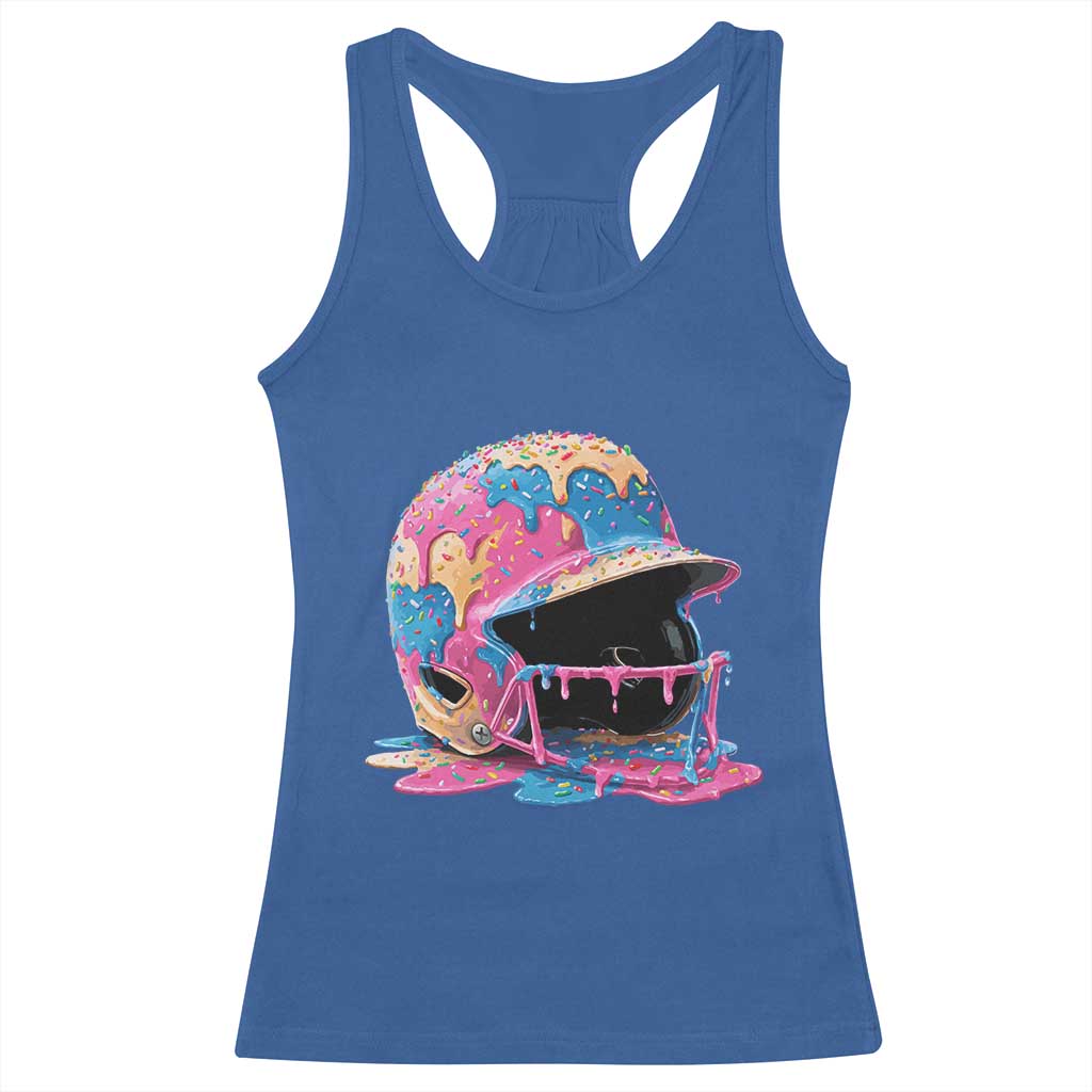 Funny Baseball Helmet Ice Cream Baseball Drip Racerback Tank Top TS11 Royal Blue Print Your Wear