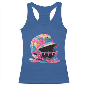 Funny Baseball Helmet Ice Cream Baseball Drip Racerback Tank Top TS11 Royal Blue Print Your Wear