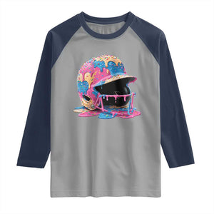 Funny Baseball Helmet Ice Cream Baseball Drip Raglan Shirt TS11 Sport Gray Navy Print Your Wear