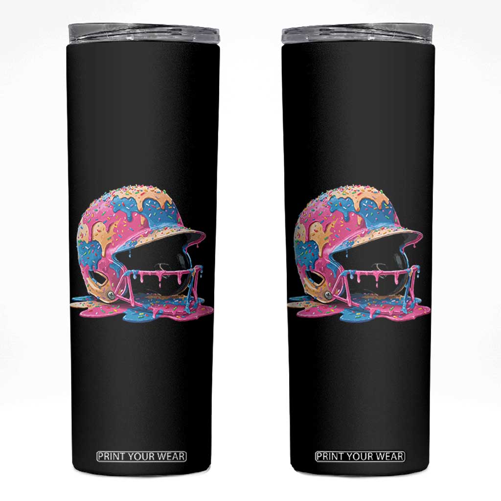 Funny Baseball Helmet Ice Cream Baseball Drip Skinny Tumbler TS11 Black Print Your Wear