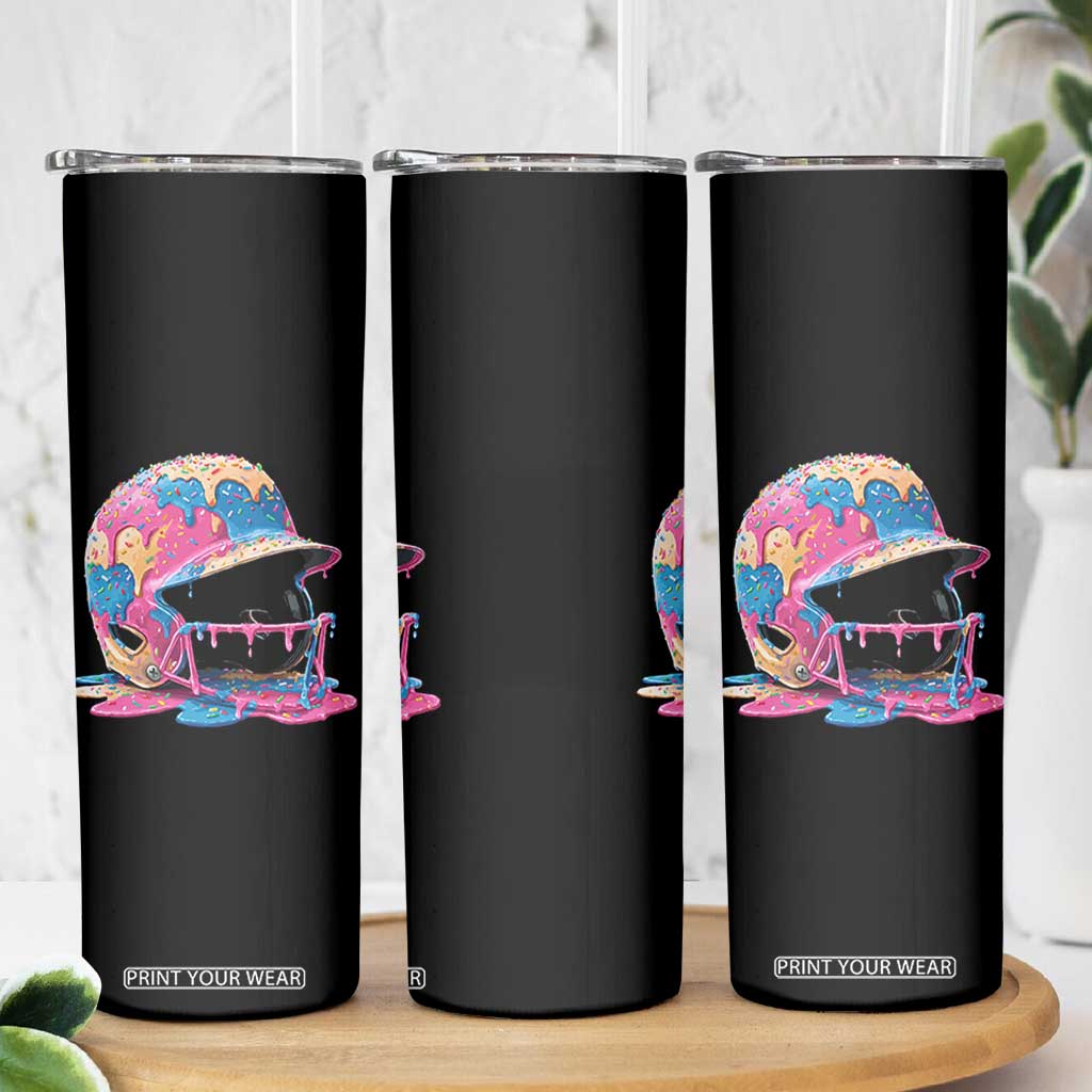 Funny Baseball Helmet Ice Cream Baseball Drip Skinny Tumbler TS11 Print Your Wear
