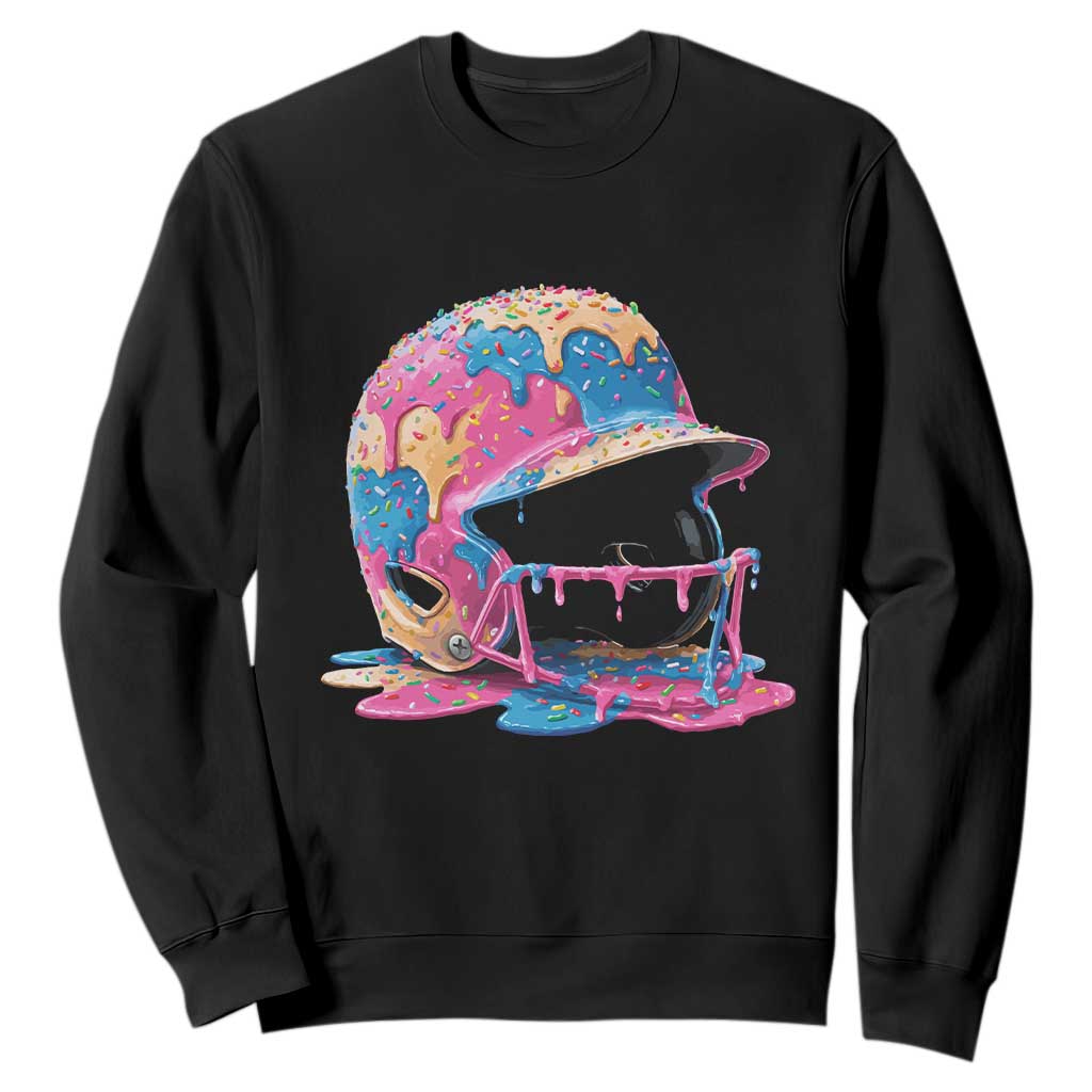 Funny Baseball Helmet Ice Cream Baseball Drip Sweatshirt TS11 Black Print Your Wear