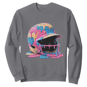 Funny Baseball Helmet Ice Cream Baseball Drip Sweatshirt TS11 Charcoal Print Your Wear