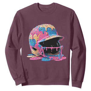 Funny Baseball Helmet Ice Cream Baseball Drip Sweatshirt TS11 Maroon Print Your Wear