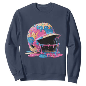 Funny Baseball Helmet Ice Cream Baseball Drip Sweatshirt TS11 Navy Print Your Wear