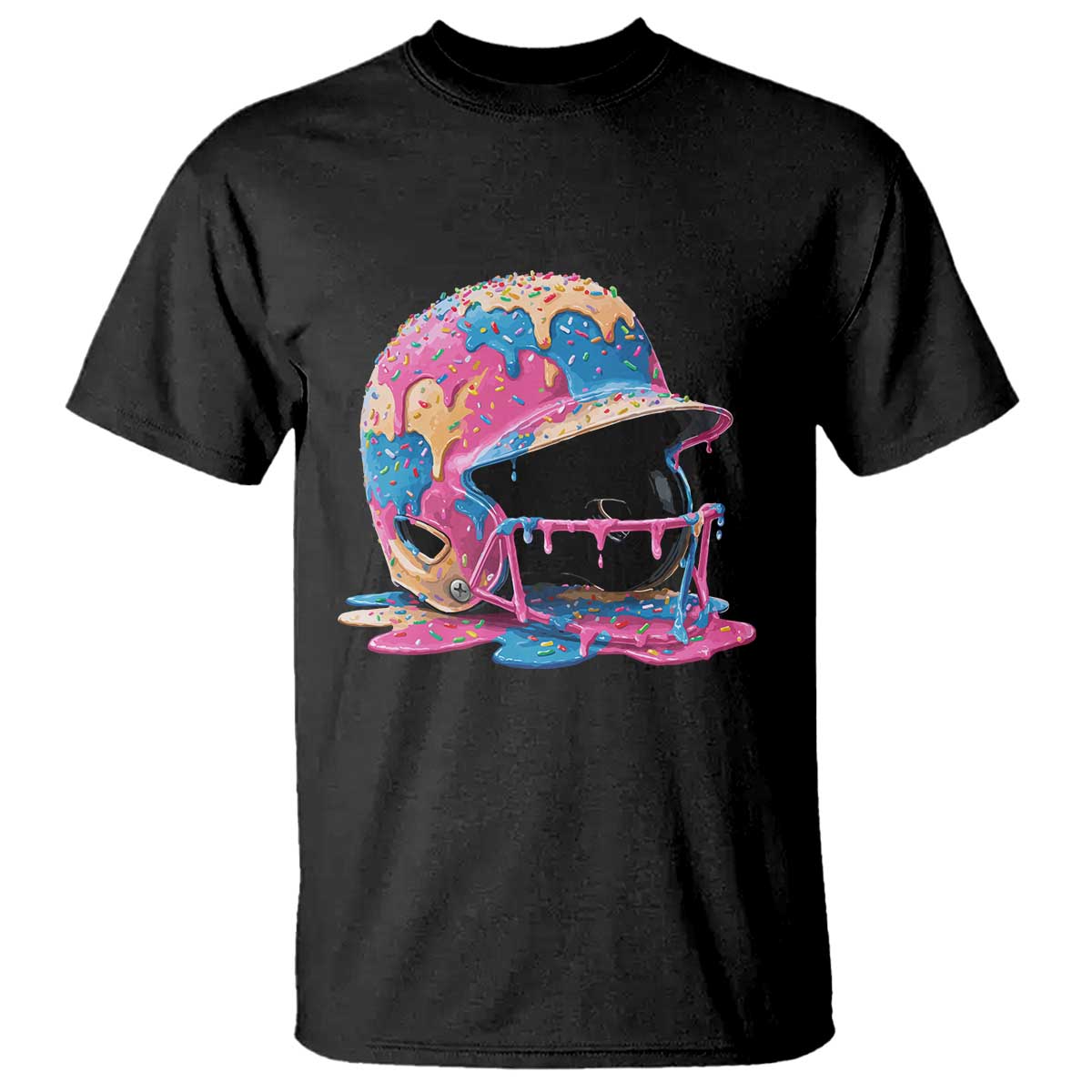 Funny Baseball Helmet Ice Cream Baseball Drip T Shirt TS11 Black Print Your Wear