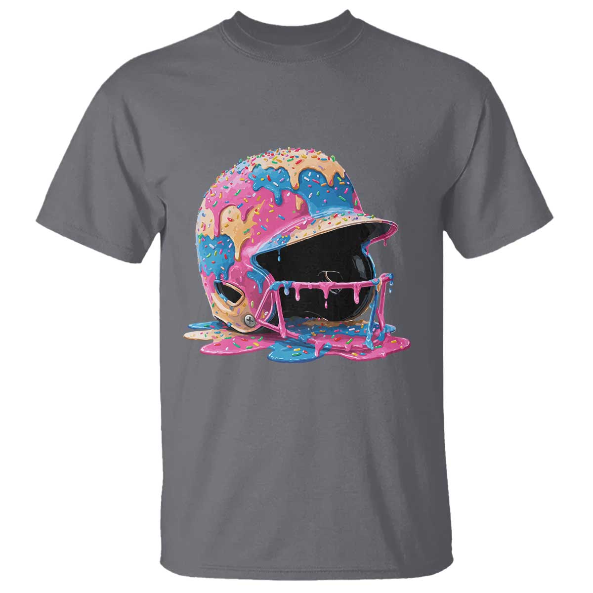 Funny Baseball Helmet Ice Cream Baseball Drip T Shirt TS11 Charcoal Print Your Wear