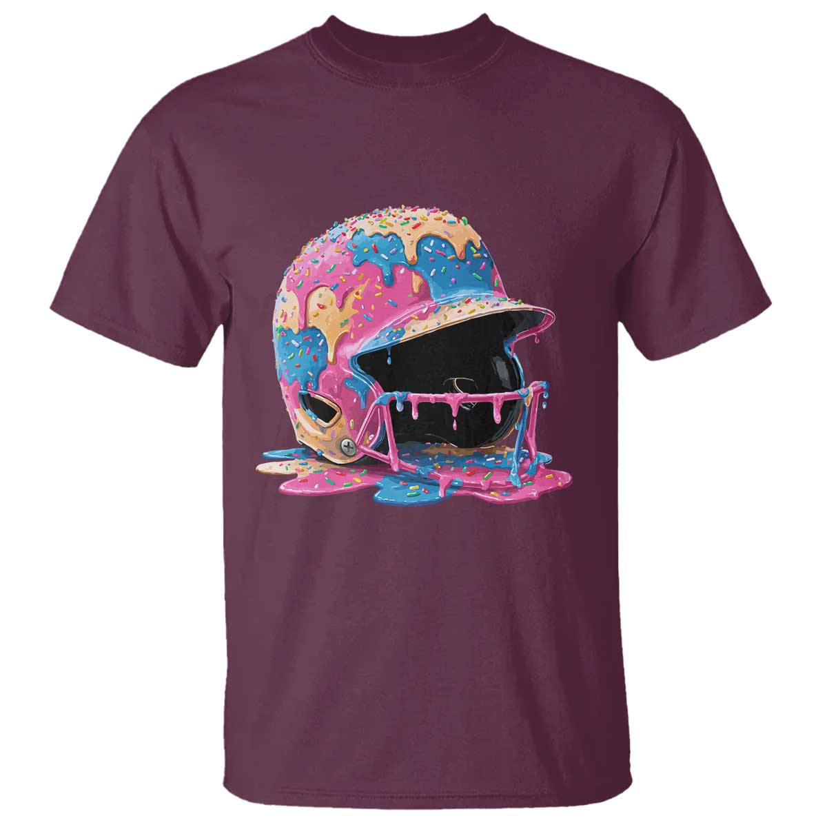 Funny Baseball Helmet Ice Cream Baseball Drip T Shirt TS11 Maroon Print Your Wear