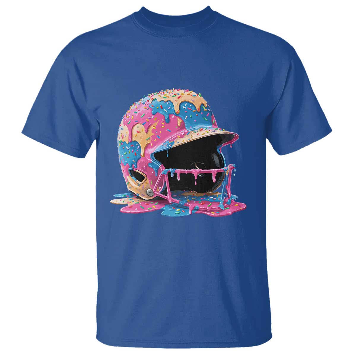 Funny Baseball Helmet Ice Cream Baseball Drip T Shirt TS11 Royal Blue Print Your Wear
