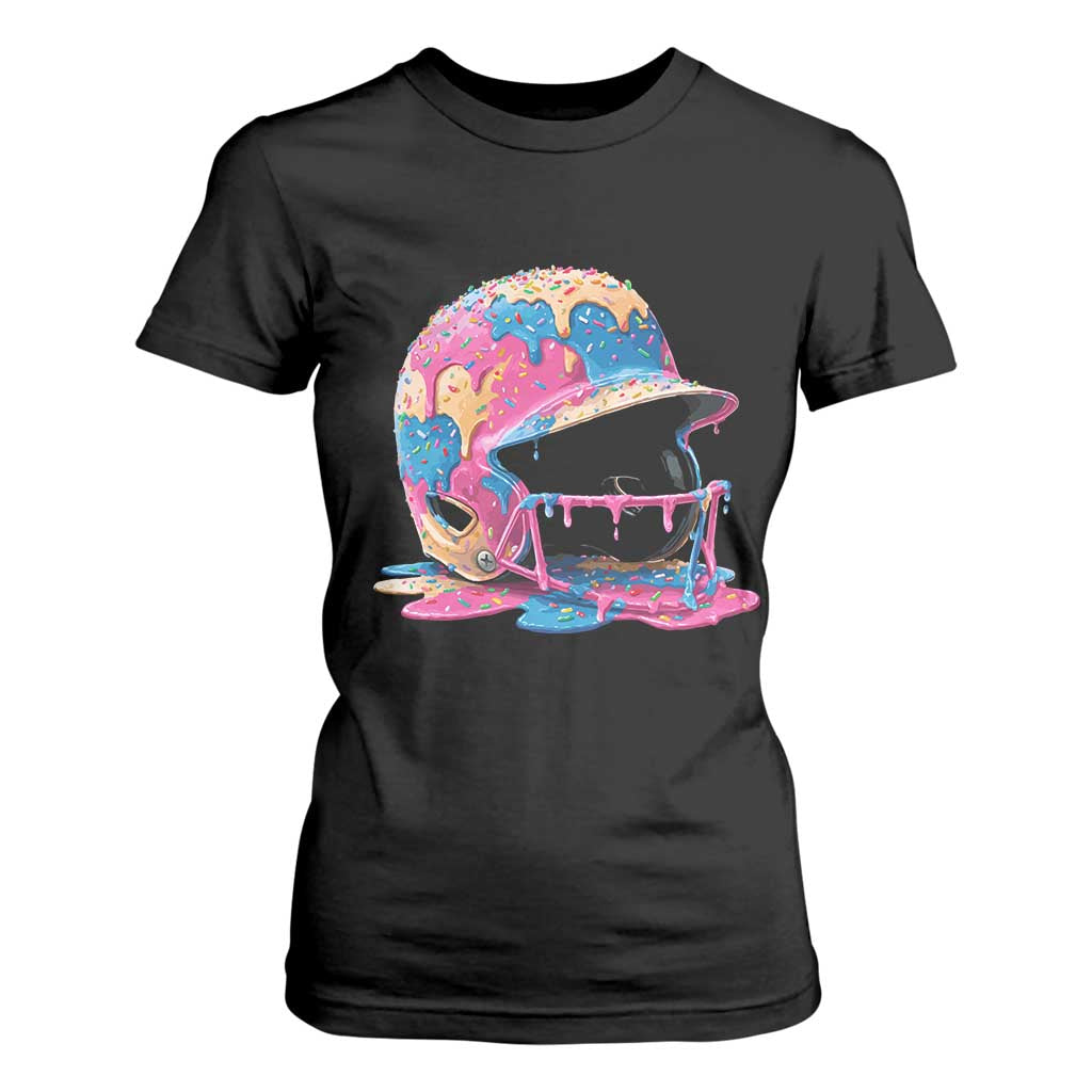 Funny Baseball Helmet Ice Cream Baseball Drip T Shirt For Women TS11 Black Print Your Wear