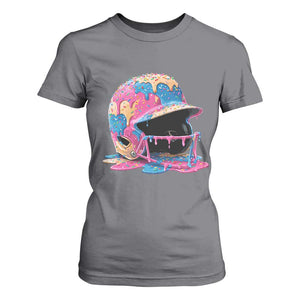 Funny Baseball Helmet Ice Cream Baseball Drip T Shirt For Women TS11 Charcoal Print Your Wear