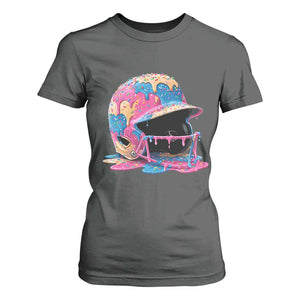 Funny Baseball Helmet Ice Cream Baseball Drip T Shirt For Women TS11 Dark Heather Print Your Wear
