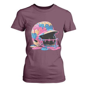 Funny Baseball Helmet Ice Cream Baseball Drip T Shirt For Women TS11 Maroon Print Your Wear