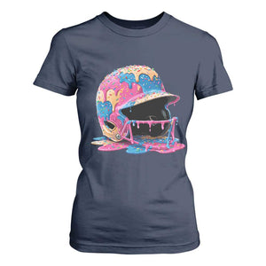 Funny Baseball Helmet Ice Cream Baseball Drip T Shirt For Women TS11 Navy Print Your Wear