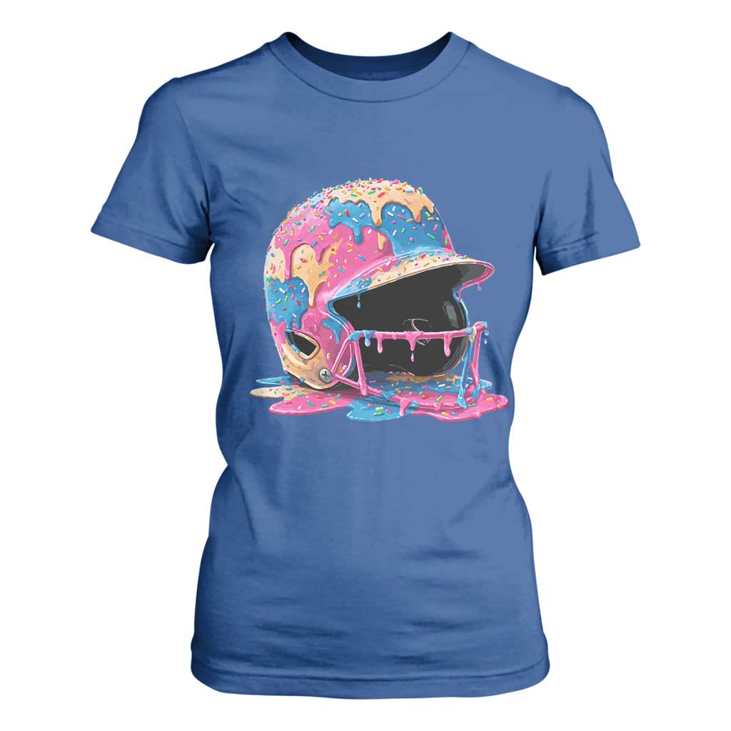Funny Baseball Helmet Ice Cream Baseball Drip T Shirt For Women TS11 Royal Blue Print Your Wear