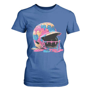 Funny Baseball Helmet Ice Cream Baseball Drip T Shirt For Women TS11 Royal Blue Print Your Wear