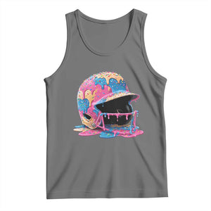 Funny Baseball Helmet Ice Cream Baseball Drip Tank Top TS11 Black Heather Print Your Wear