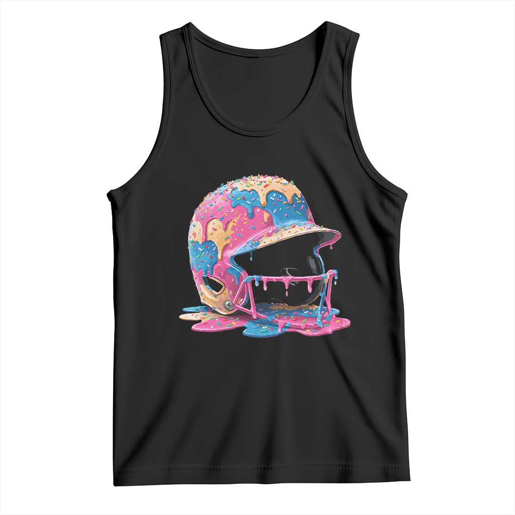 Funny Baseball Helmet Ice Cream Baseball Drip Tank Top TS11 Black Print Your Wear