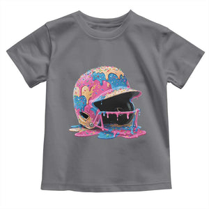 Funny Baseball Helmet Ice Cream Baseball Drip Toddler T Shirt TS11 Charcoal Print Your Wear