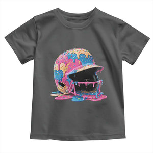Funny Baseball Helmet Ice Cream Baseball Drip Toddler T Shirt TS11 Dark Heather Print Your Wear
