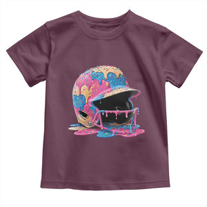 Funny Baseball Helmet Ice Cream Baseball Drip Toddler T Shirt TS11 Maroon Print Your Wear
