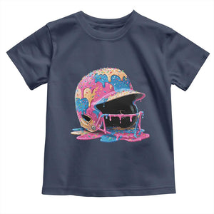 Funny Baseball Helmet Ice Cream Baseball Drip Toddler T Shirt TS11 Navy Print Your Wear