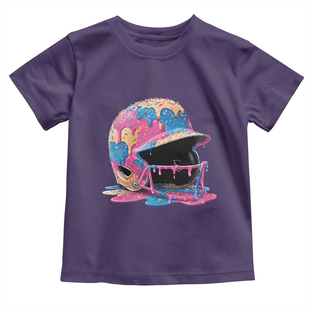Funny Baseball Helmet Ice Cream Baseball Drip Toddler T Shirt TS11 Purple Print Your Wear