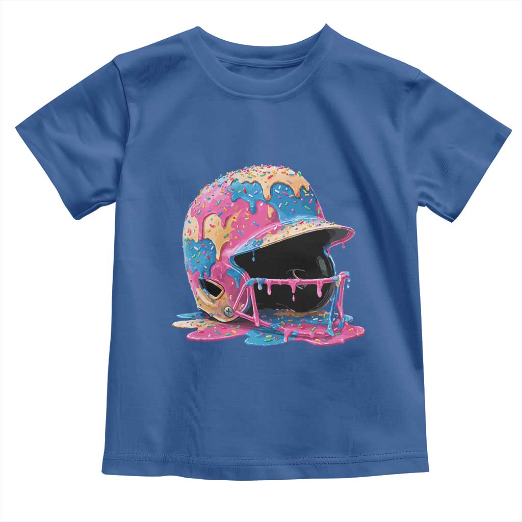 Funny Baseball Helmet Ice Cream Baseball Drip Toddler T Shirt TS11 Royal Blue Print Your Wear