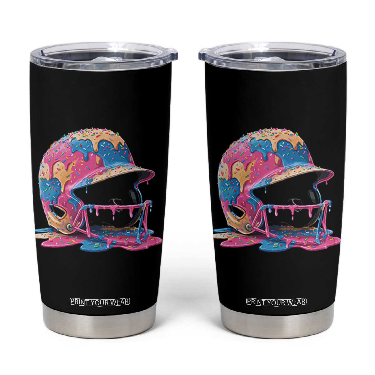 Funny Baseball Helmet Ice Cream Baseball Drip Tumbler Cup TS11 Black Print Your Wear