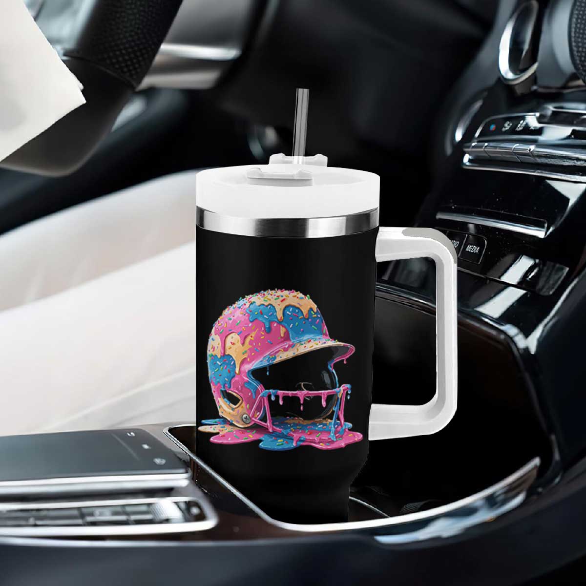 Funny Baseball Helmet Ice Cream Baseball Drip Tumbler With Handle TS11 Print Your Wear