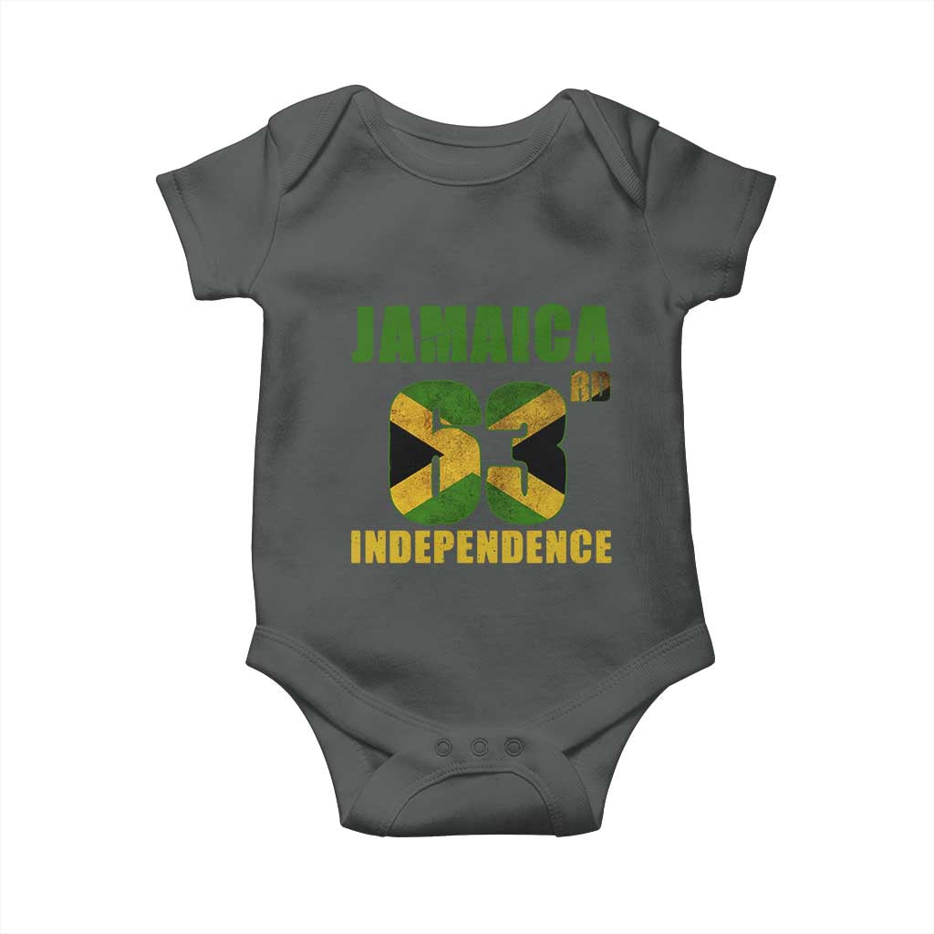 Jamaica 63rd Independence Baby Onesie Jamaican Pride TS11 Dark Heather Print Your Wear