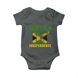 Jamaica 63rd Independence Baby Onesie Jamaican Pride TS11 Dark Heather Print Your Wear