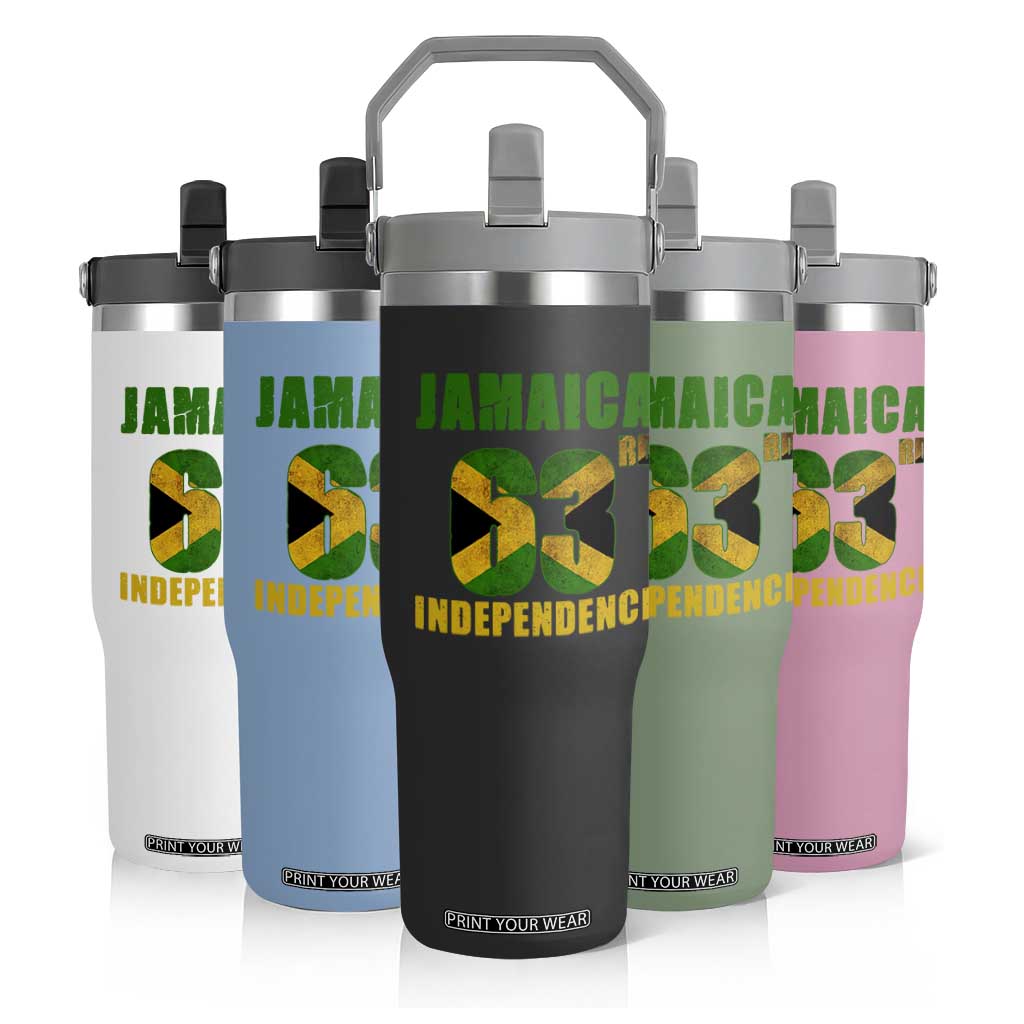 Jamaica 63rd Independence Flip Straw Tumbler Jamaican Pride TS11 Print Your Wear