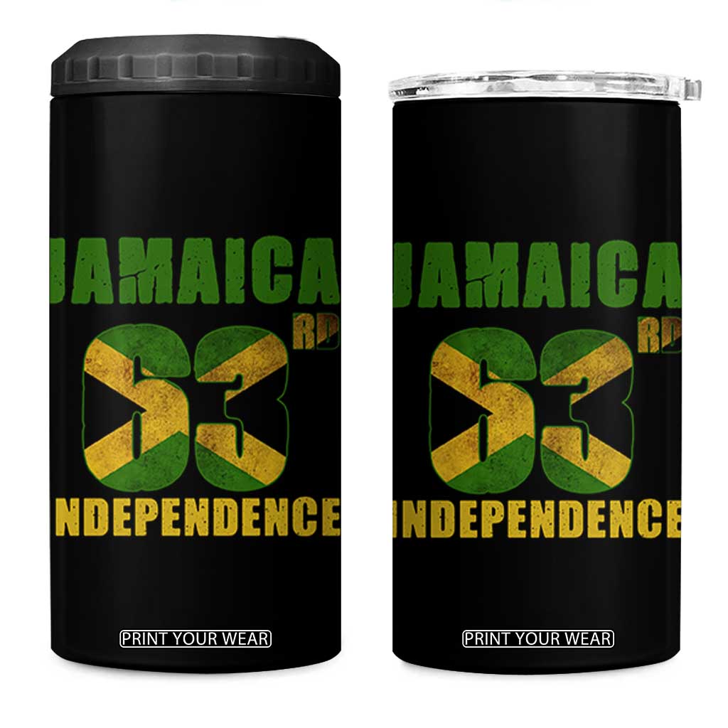 Jamaica 63rd Independence 4 in 1 Can Cooler Tumbler Jamaican Pride TS11 One Size: 16 oz Black Print Your Wear