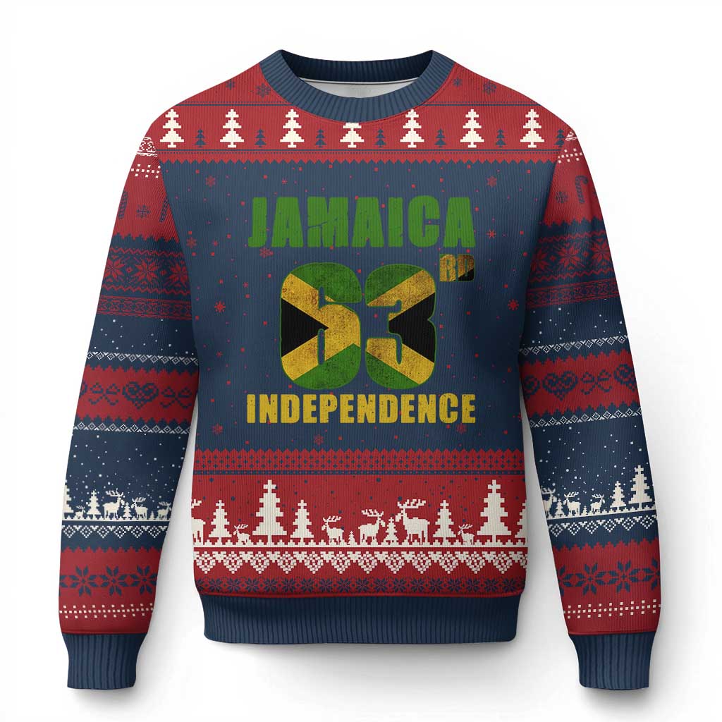 Jamaica 63rd Independence Ugly Christmas Sweater Jamaican Pride TS11 Navy Red Print Your Wear