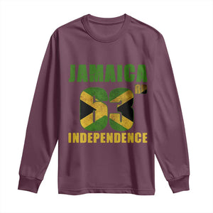 Jamaica 63rd Independence Long Sleeve Shirt Jamaican Pride TS11 Maroon Print Your Wear