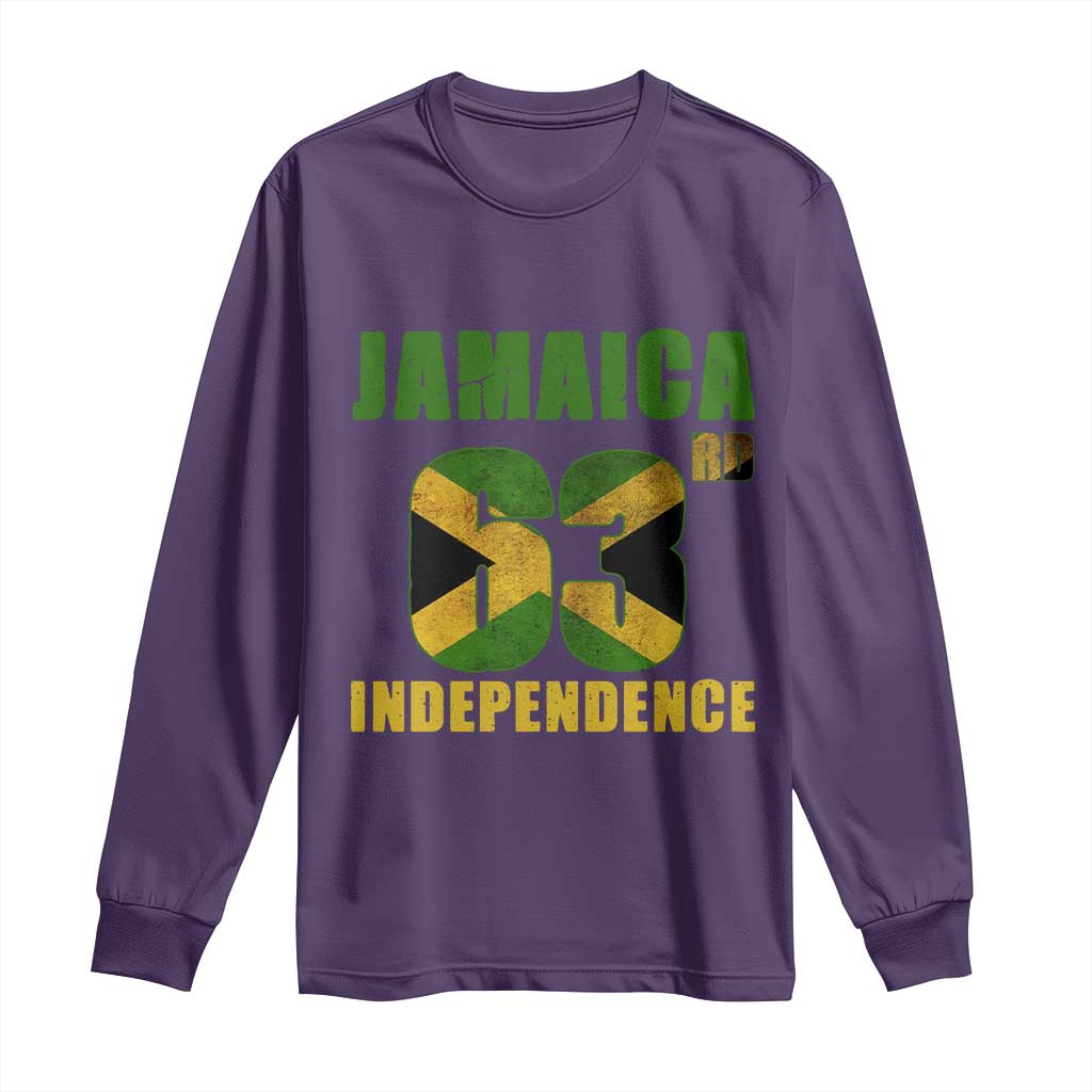 Jamaica 63rd Independence Long Sleeve Shirt Jamaican Pride TS11 Purple Print Your Wear
