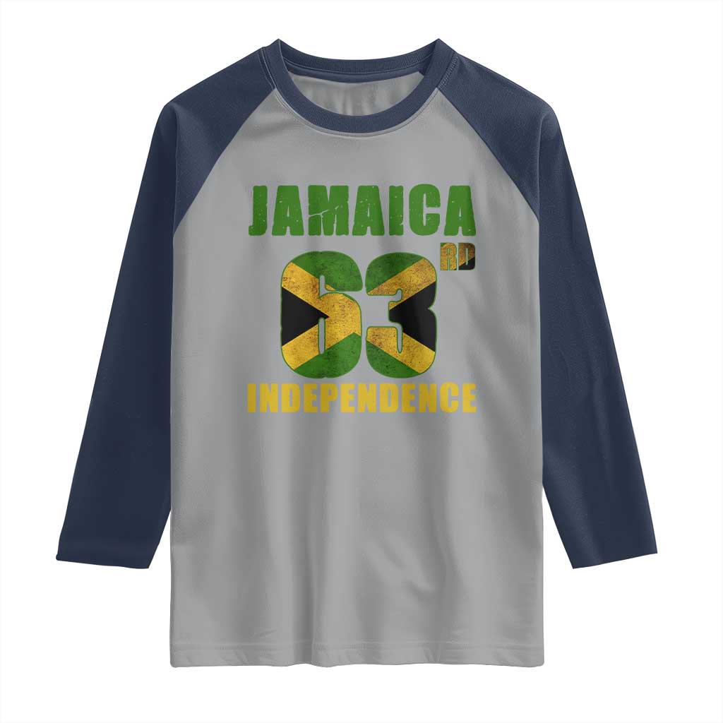 Jamaica 63rd Independence Raglan Shirt Jamaican Pride TS11 Sport Gray Navy Print Your Wear