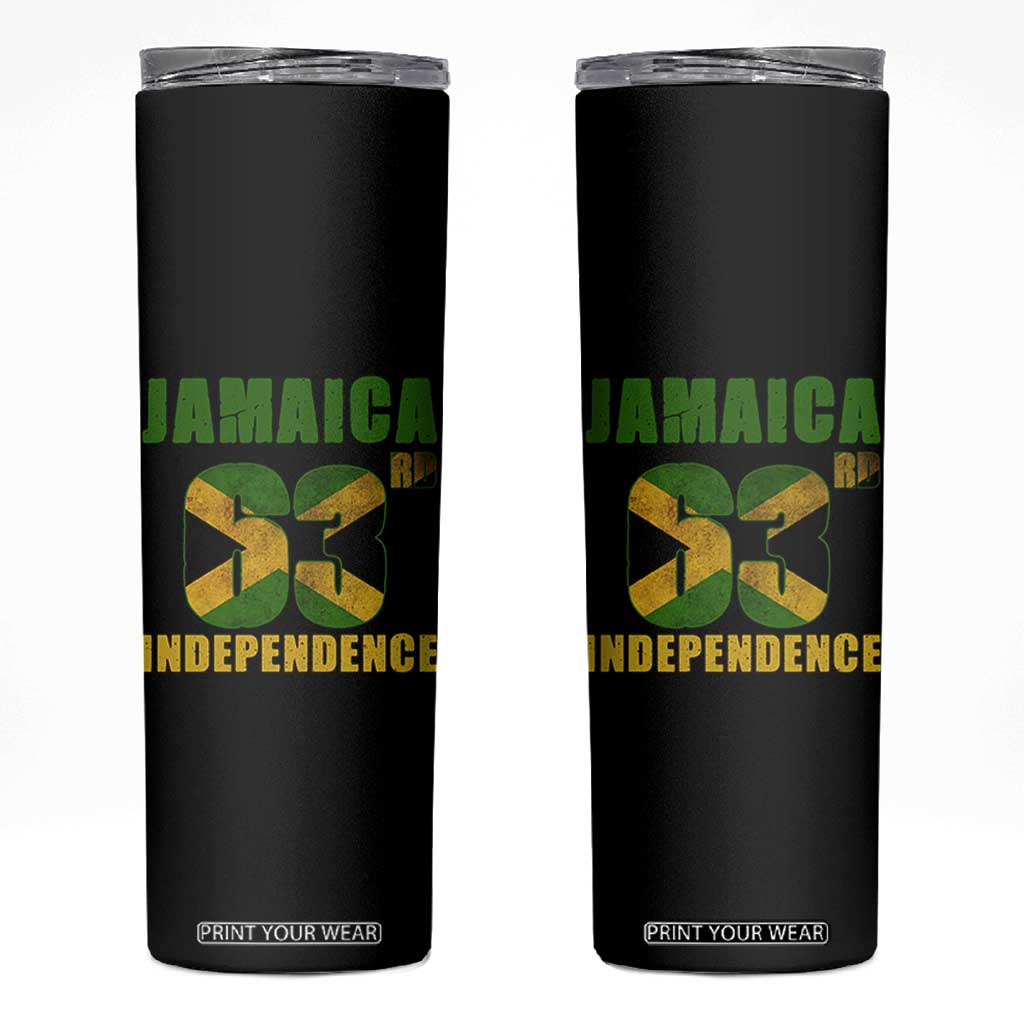 Jamaica 63rd Independence Skinny Tumbler Jamaican Pride TS11 Black Print Your Wear