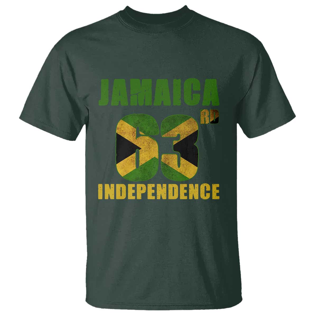 Jamaica 63rd Independence T Shirt Jamaican Pride TS11 Dark Forest Green Print Your Wear