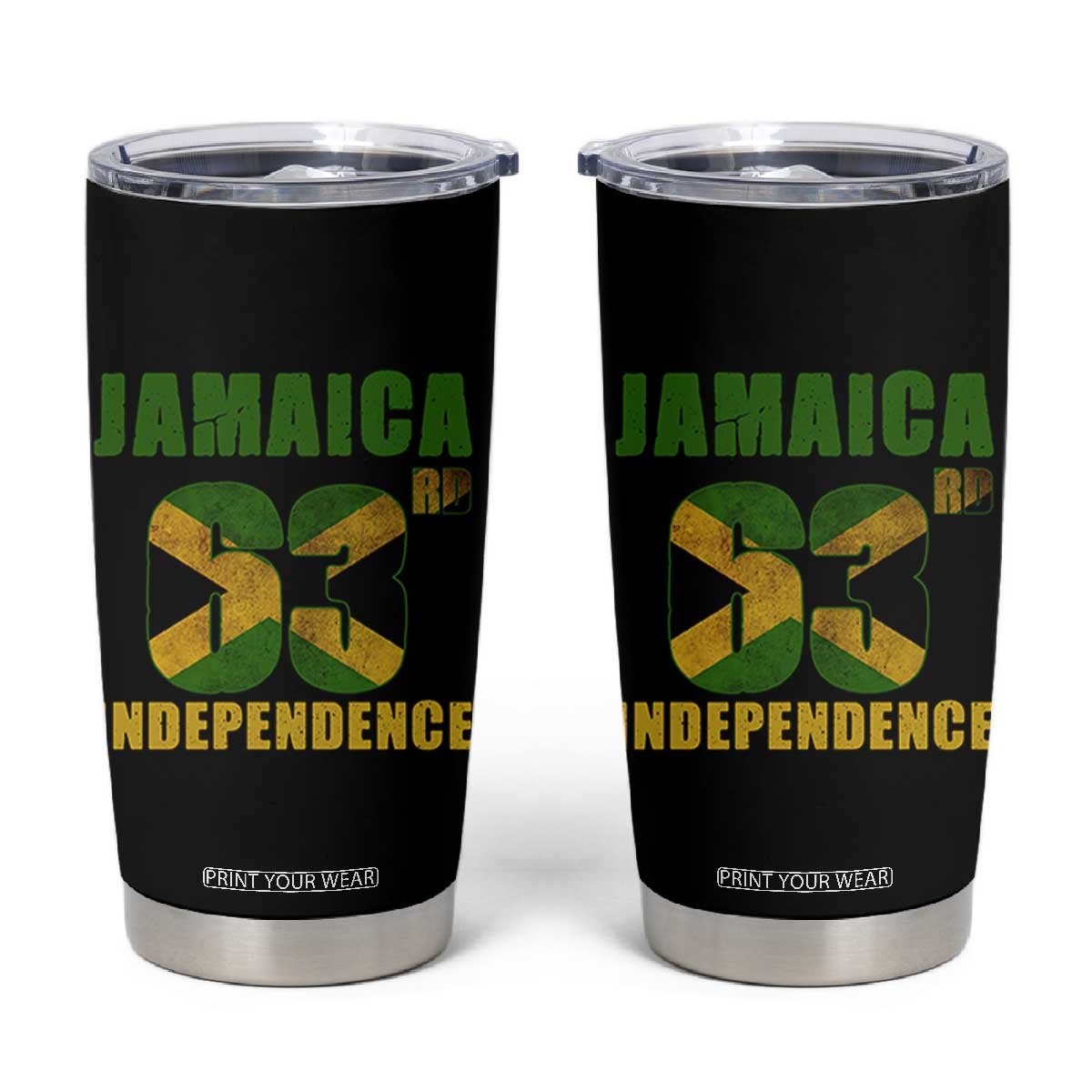 Jamaica 63rd Independence Tumbler Cup Jamaican Pride TS11 Black Print Your Wear
