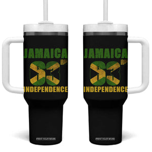 Jamaica 63rd Independence Tumbler With Handle Jamaican Pride TS11 One Size: 40 oz Black Print Your Wear