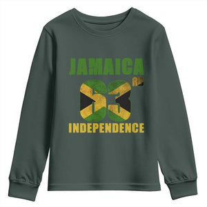 Jamaica 63rd Independence Youth Sweatshirt Jamaican Pride TS11 Dark Forest Green Print Your Wear