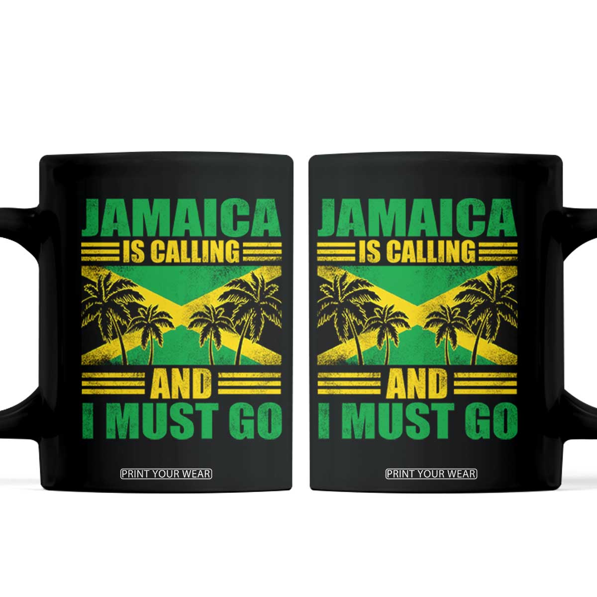 Funny Jamaica Is Calling And I Must Go Coffee Mug Jamaican Flag Travel TS11 Black Print Your Wear