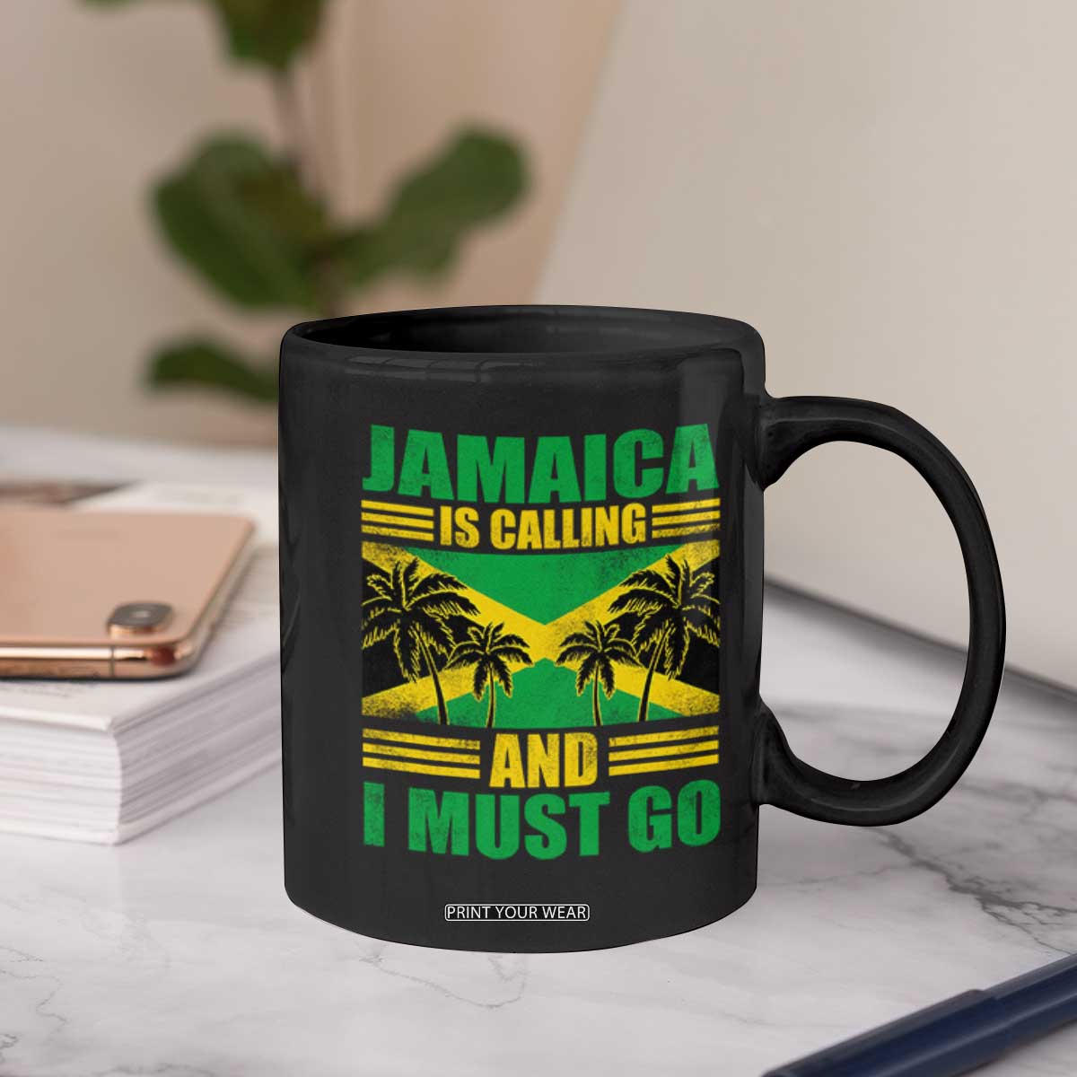 Funny Jamaica Is Calling And I Must Go Coffee Mug Jamaican Flag Travel TS11 Print Your Wear