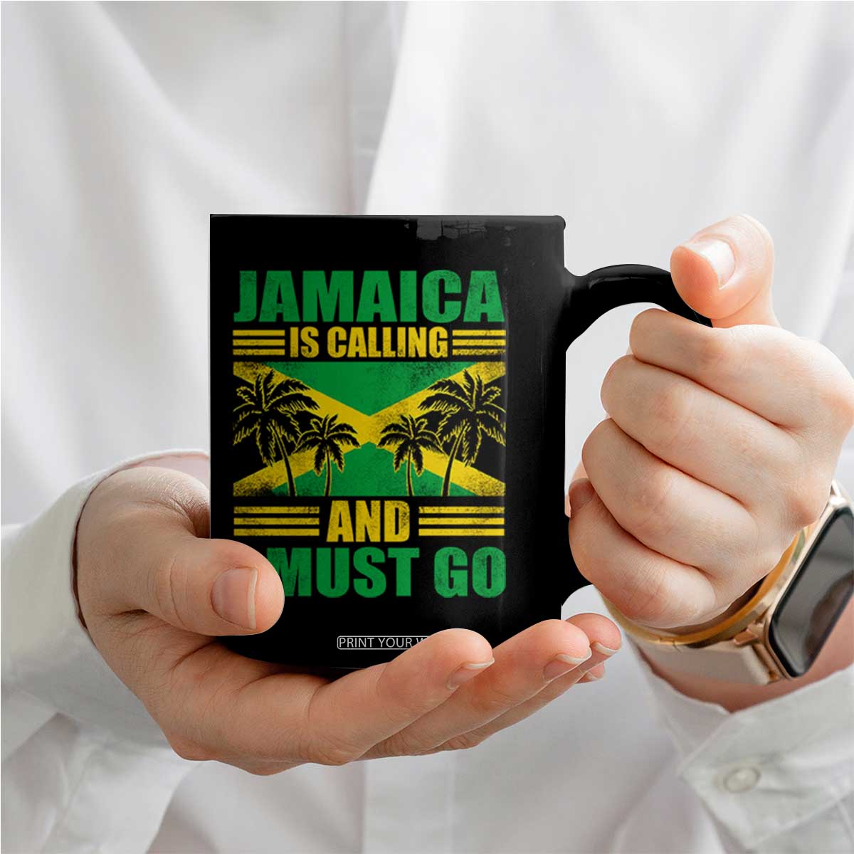 Funny Jamaica Is Calling And I Must Go Coffee Mug Jamaican Flag Travel TS11 Print Your Wear